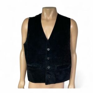Beyond Leather Vintage Black Suede Western Biker Four Button Vest Jacket Size XL